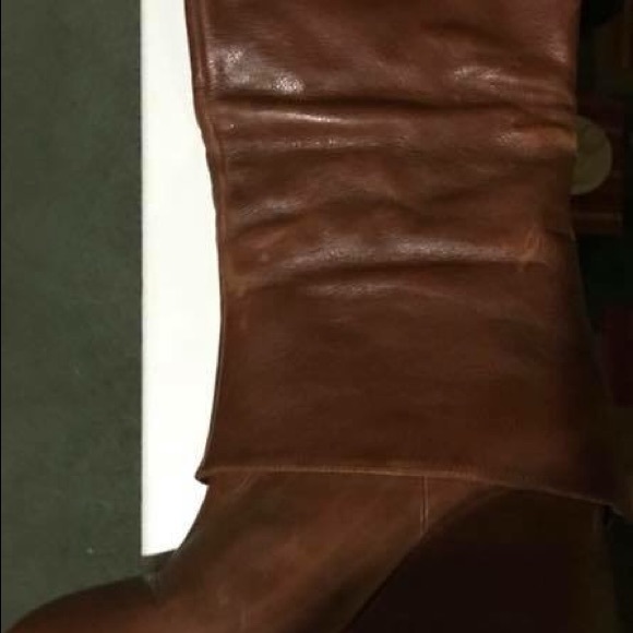 Steve Madden Cognac Leather Wedge Heel Boot - Picture 3 of 3